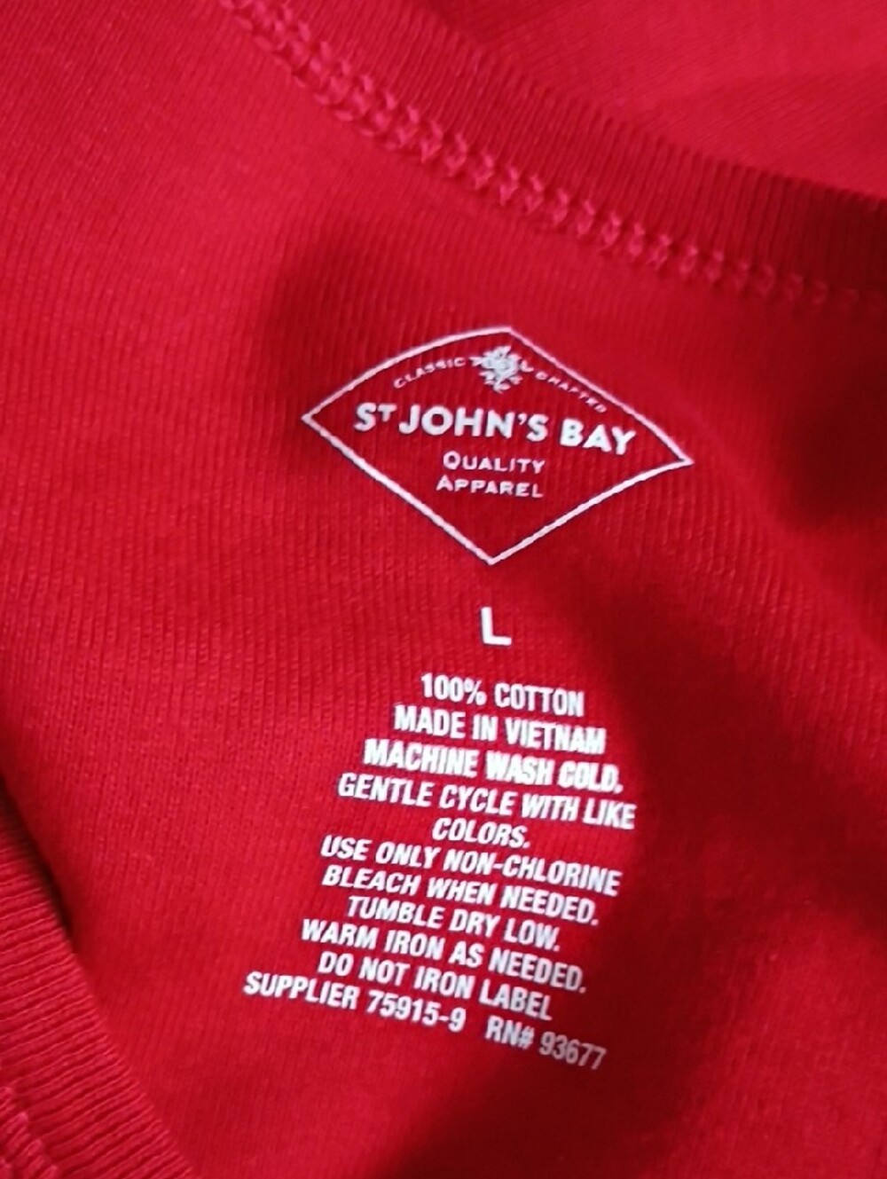 NWT St. John's Bay Red Long-Sleeve Crewneck Top - Picture 3 of 4